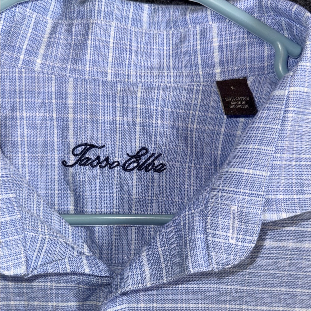 Tasso Elba Light Blue Plaid Button-Down Shirt - Picture 2 of 8